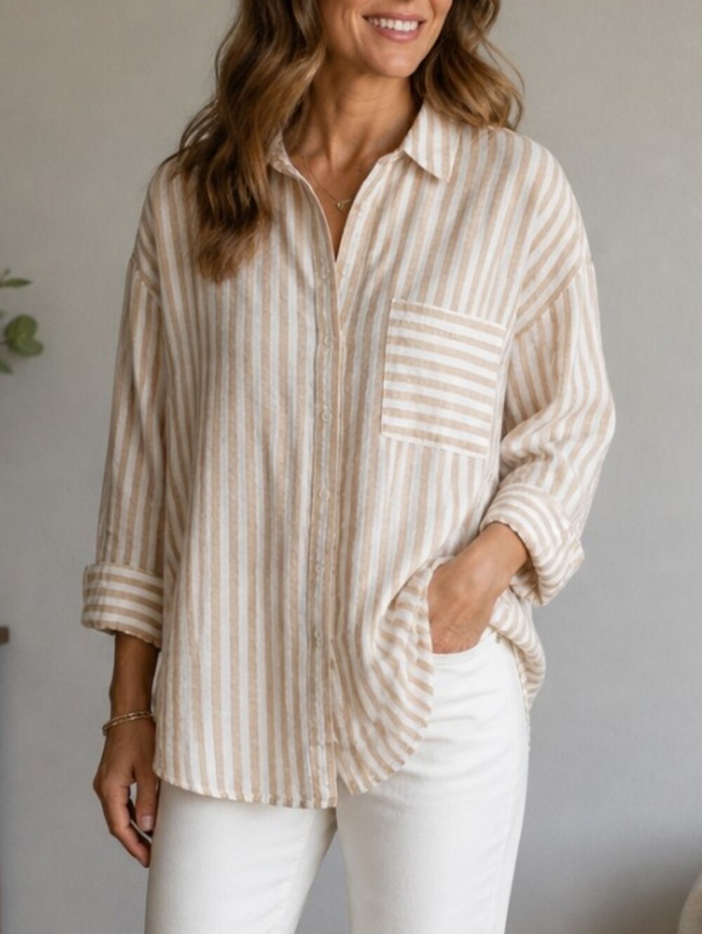 Maeve linen cotton blend buttom down Long Sleeve shirt size 2X